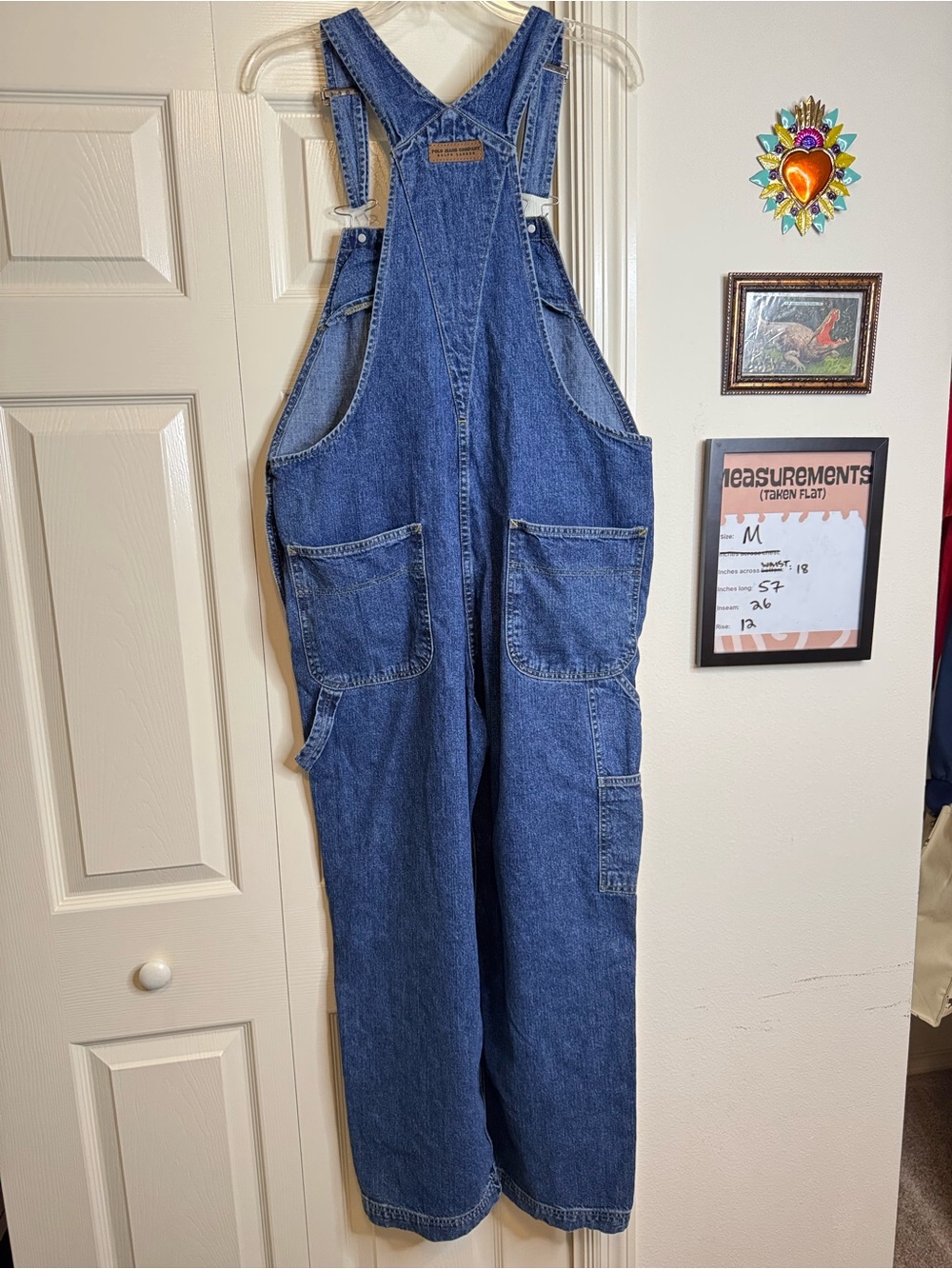 Vintage Polo Jeans Co. Ralph Lauren Denim Men’s Overalls Size Medium Carpenter - Picture 7 of 9